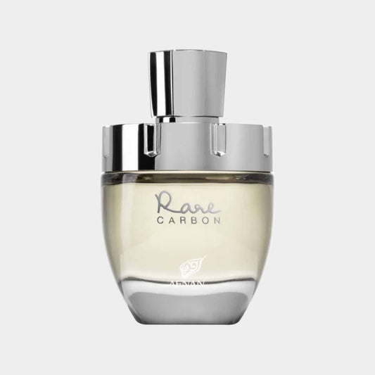 Afnan Perfumes Rare Carbon Sample is een elegante geur in een stijlvolle glazen flacon met een zilveren dop. Dit parfum staat bekend om zijn unieke en verfijnde aromas.