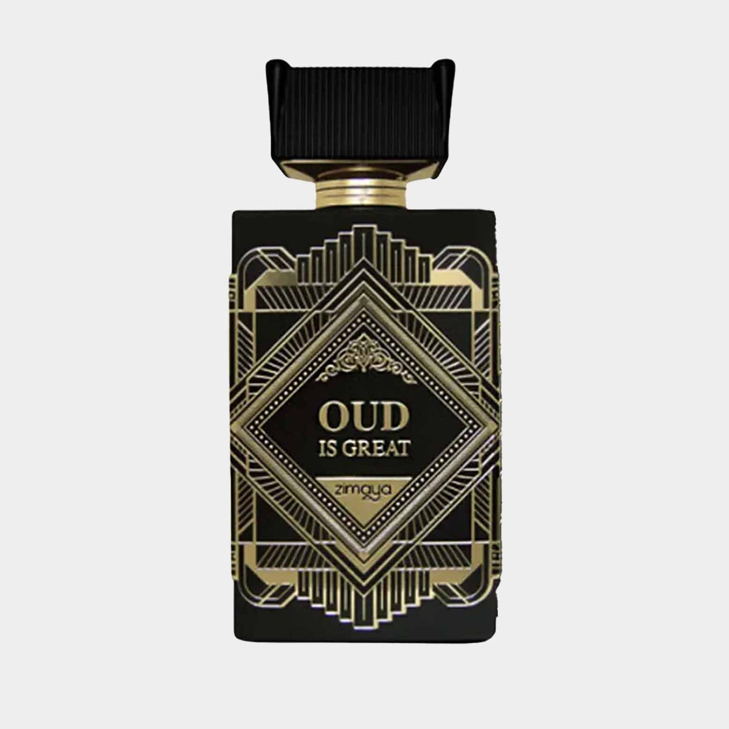 Afnan Perfumes Zimaya Oud Is Great sample in a sleek black bottle with a striking gold design, showcasing its luxurious essence. Perfect for fans of rich, woody fragrances.