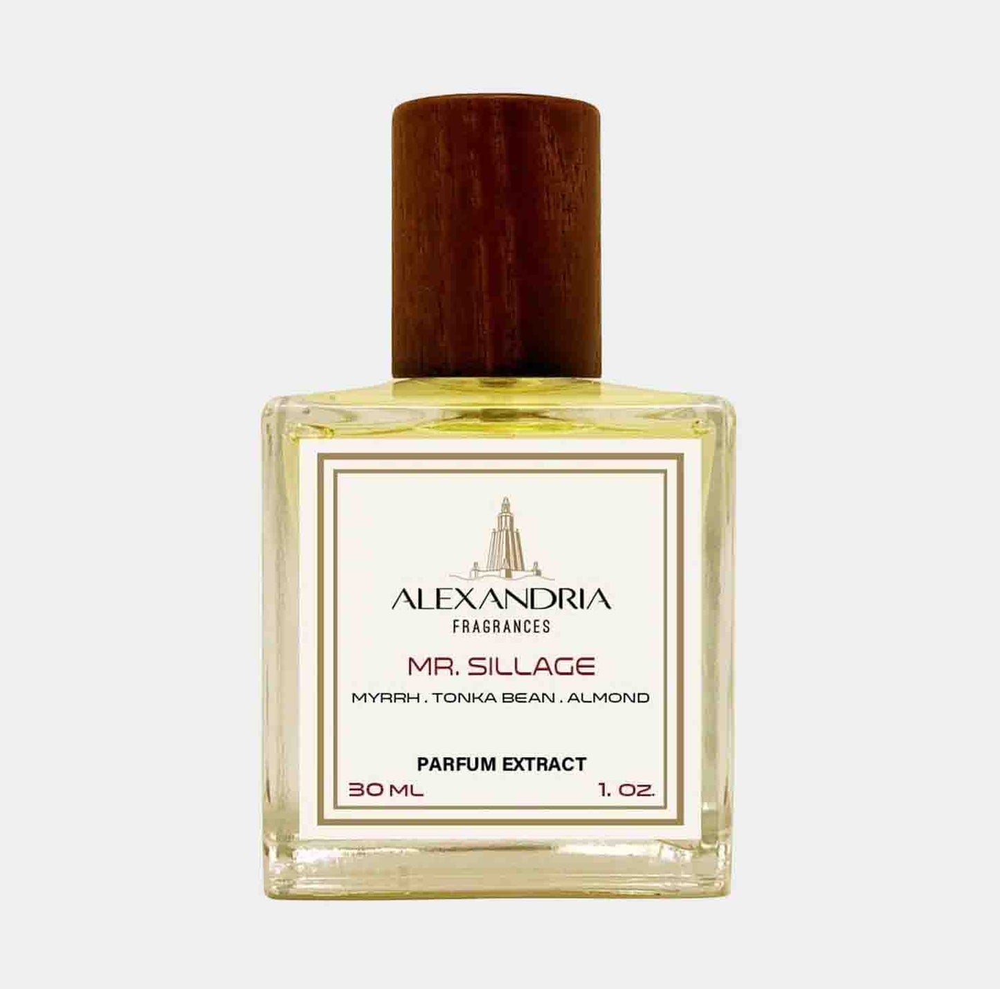 Alexandria Fragrances Mr. Sillage Sample, een parfumextract van 30 ml met tonen van mirre, tonkaboon en amandel.