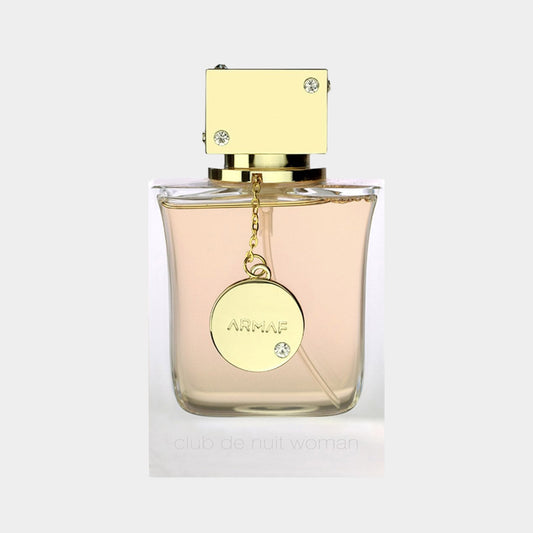 Armaf Club de Nuit Woman EDP Sample is een elegant parfum in een stijlvolle fles met een gouden dop en een charmante hanger. De geur is een verfijnde mix, perfect voor de moderne vrouw.