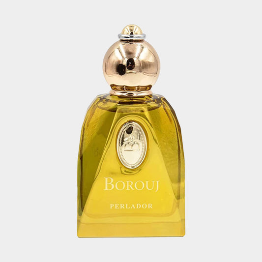 Borouj Perlador Sample is a luxe, amber-colored parfum in an elegant, faceted glass flacon with a metallic gold cap. Perfect for fragrance enthusiasts looking to explore a sophisticated scent.