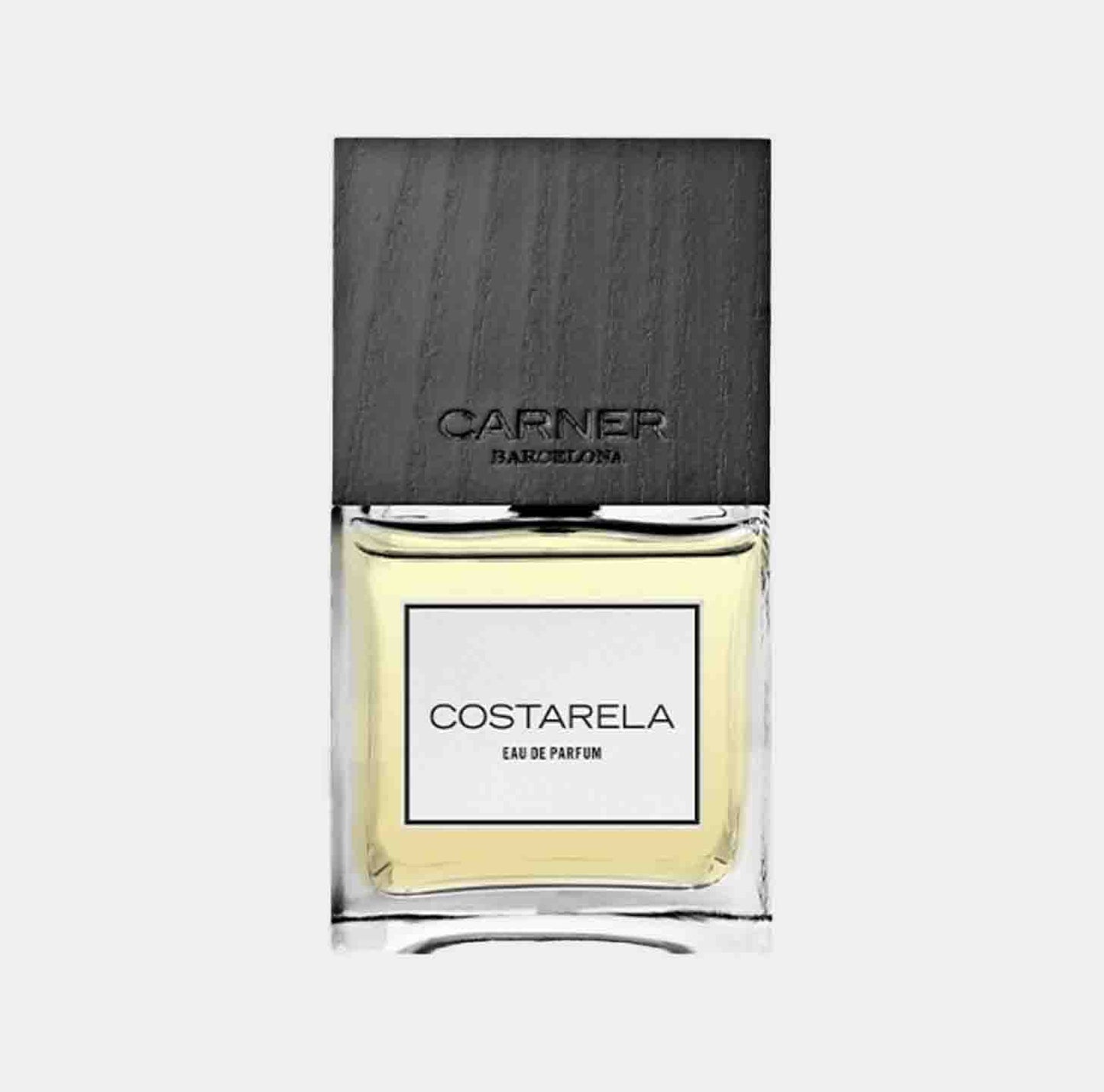 Carner Barcelona Costarela Sample, een elegante parfumflacon met een strakke, moderne uitstraling en een frisse geur, ideaal voor een verfijnde ervaring.