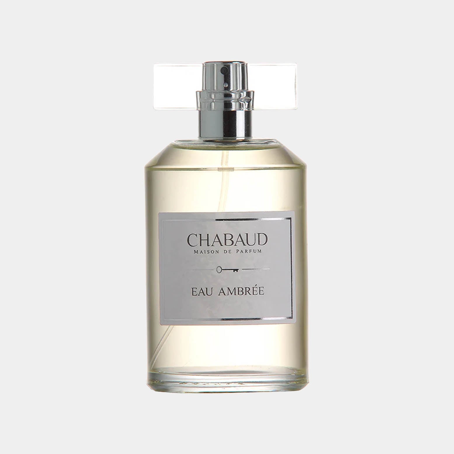 Chabaud Maison de Parfum Eau Ambrée sample in een elegant glazen flesje met een transparante dop, perfect voor een verfijnde geurervaring.