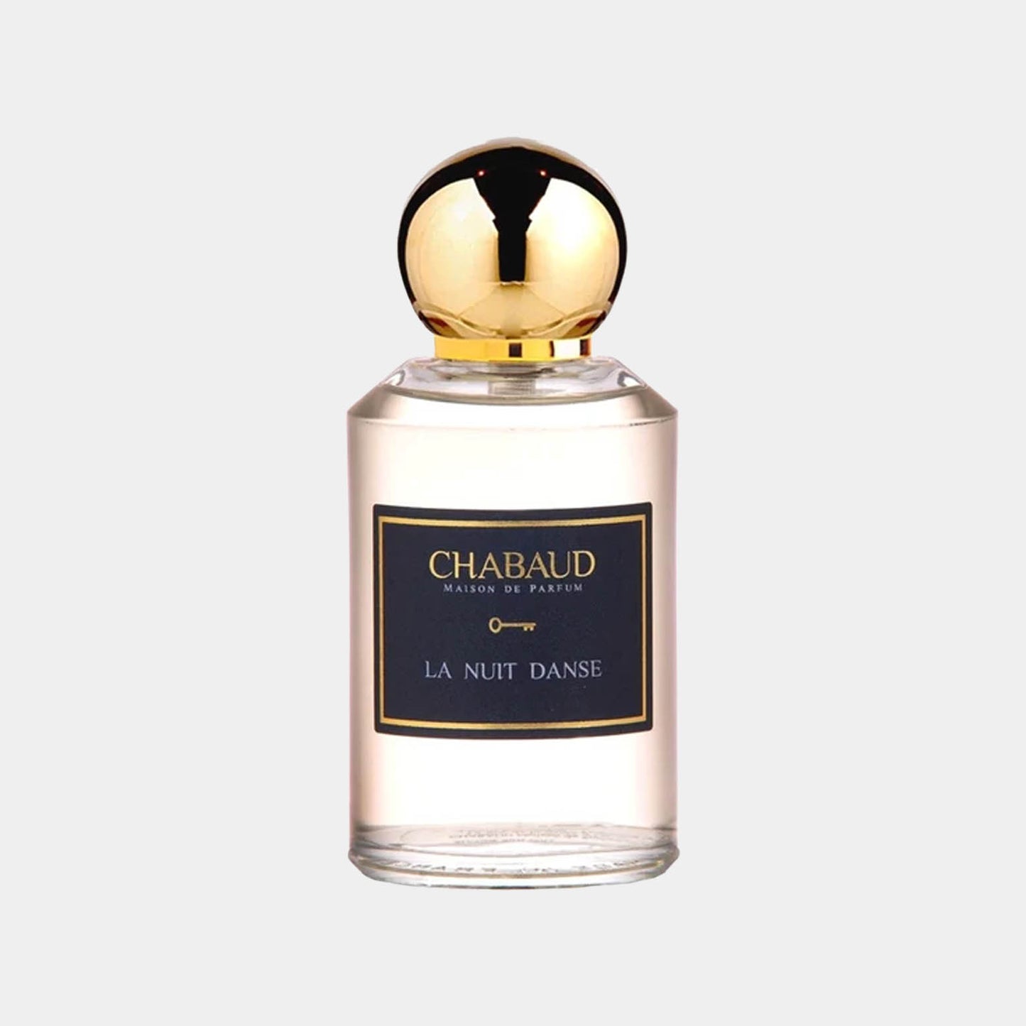 Chabaud Maison de Parfum La Nuit Danse EXDP monster, verpakt in een elegant, transparant flacon met een gouden dop.