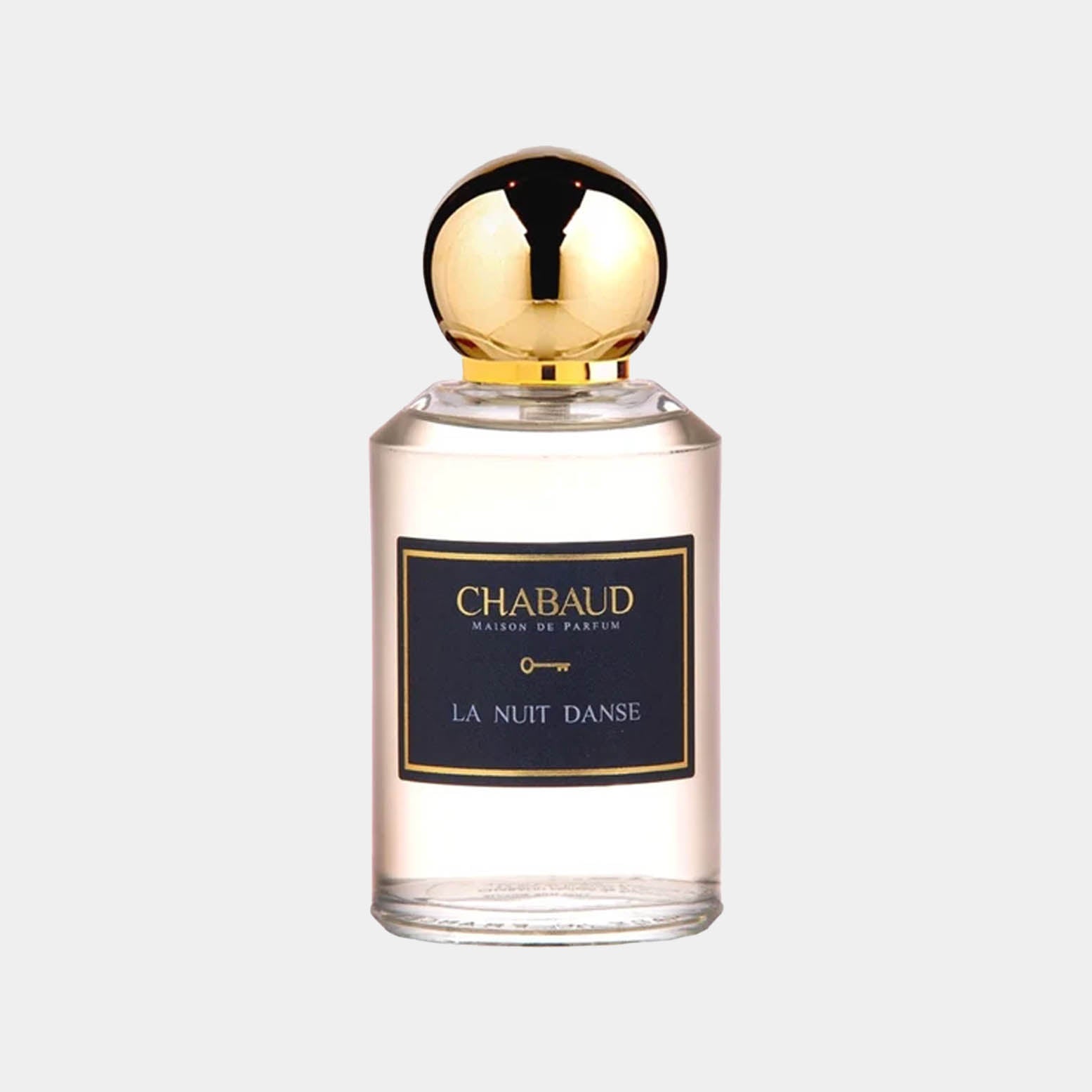 Chabaud Maison de Parfum La Nuit Danse EXDP monsterfles met een elegante gouden dop, ontworpen voor luxe geurervaring.
