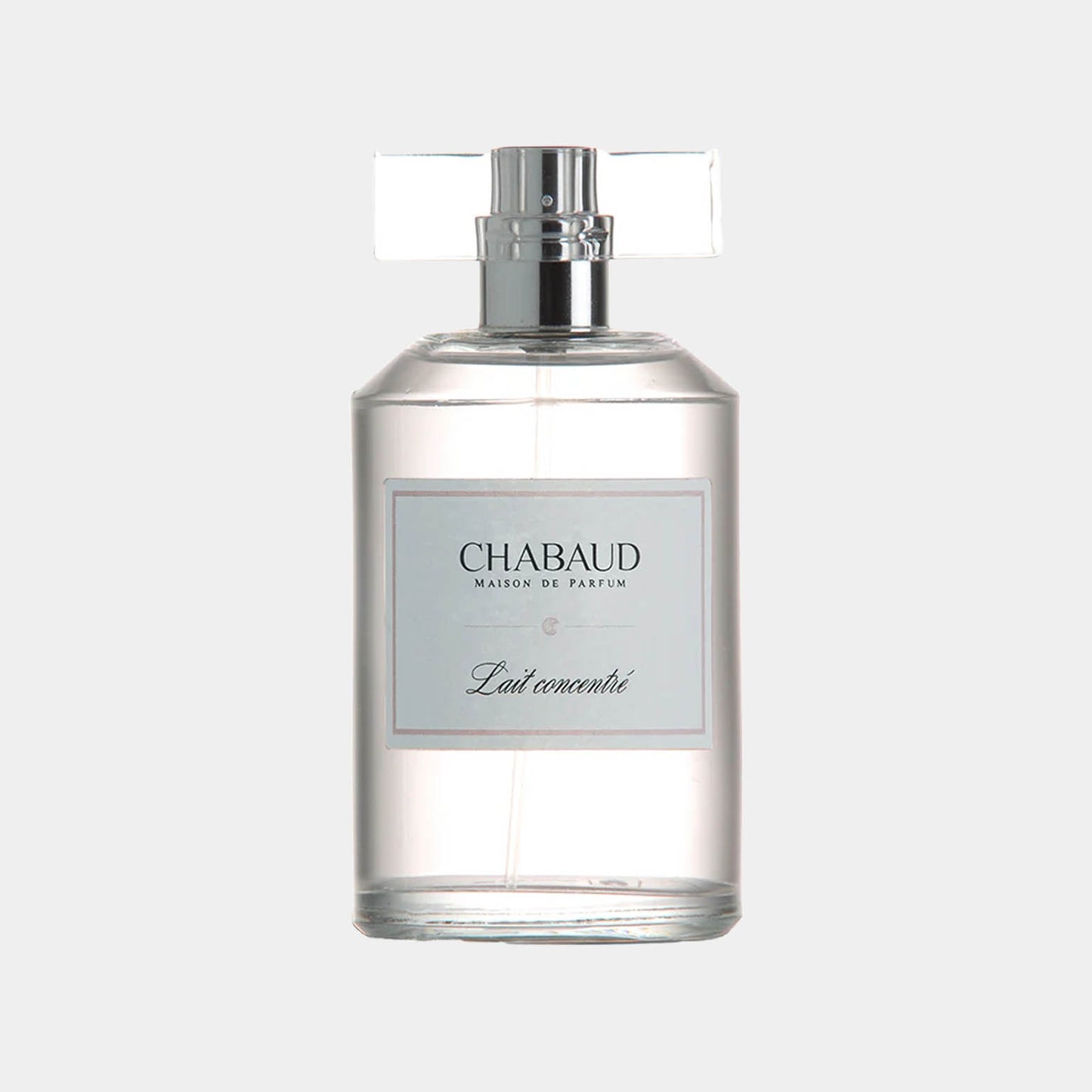 Chabaud Maison de Parfum Lait Concentre EDT Sample in a elegant glazen fles met een duidelijke label. Dit parfum biedt een verfijnde en romantische geurbeleving.