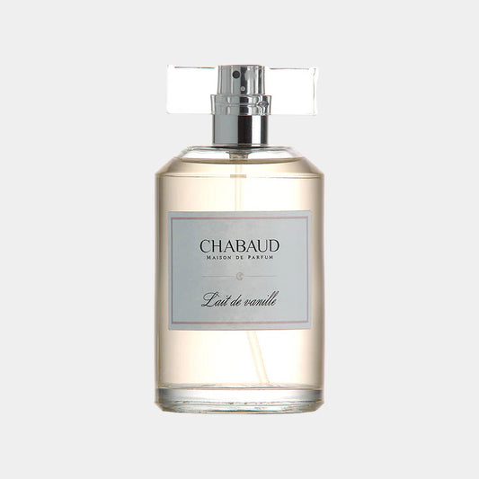 Een sample van Chabaud Maison de Parfum Lait de Vanille EDT, verpakt in een elegante glazen fles met een minimalistisch ontwerp. De geur belooft een romige en zoete vanille-ervaring.