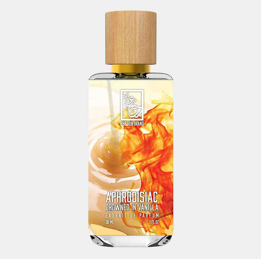 Dua Aphrodisiac Drowned in Vanilla Sample, een parfumextract van 30 ml met een opvallend ontwerp en een aroma dat vanille en verleiding combineert.