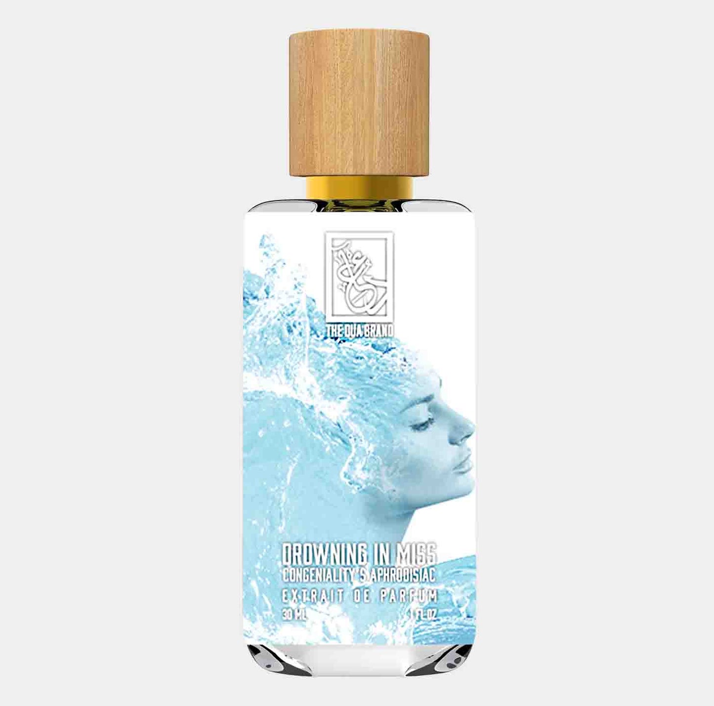 Dua Drowning in Miss Congeniality Aphrodisiac, een geur met een verfijnd waterachtig ontwerp en een houten dop, 30 ml.