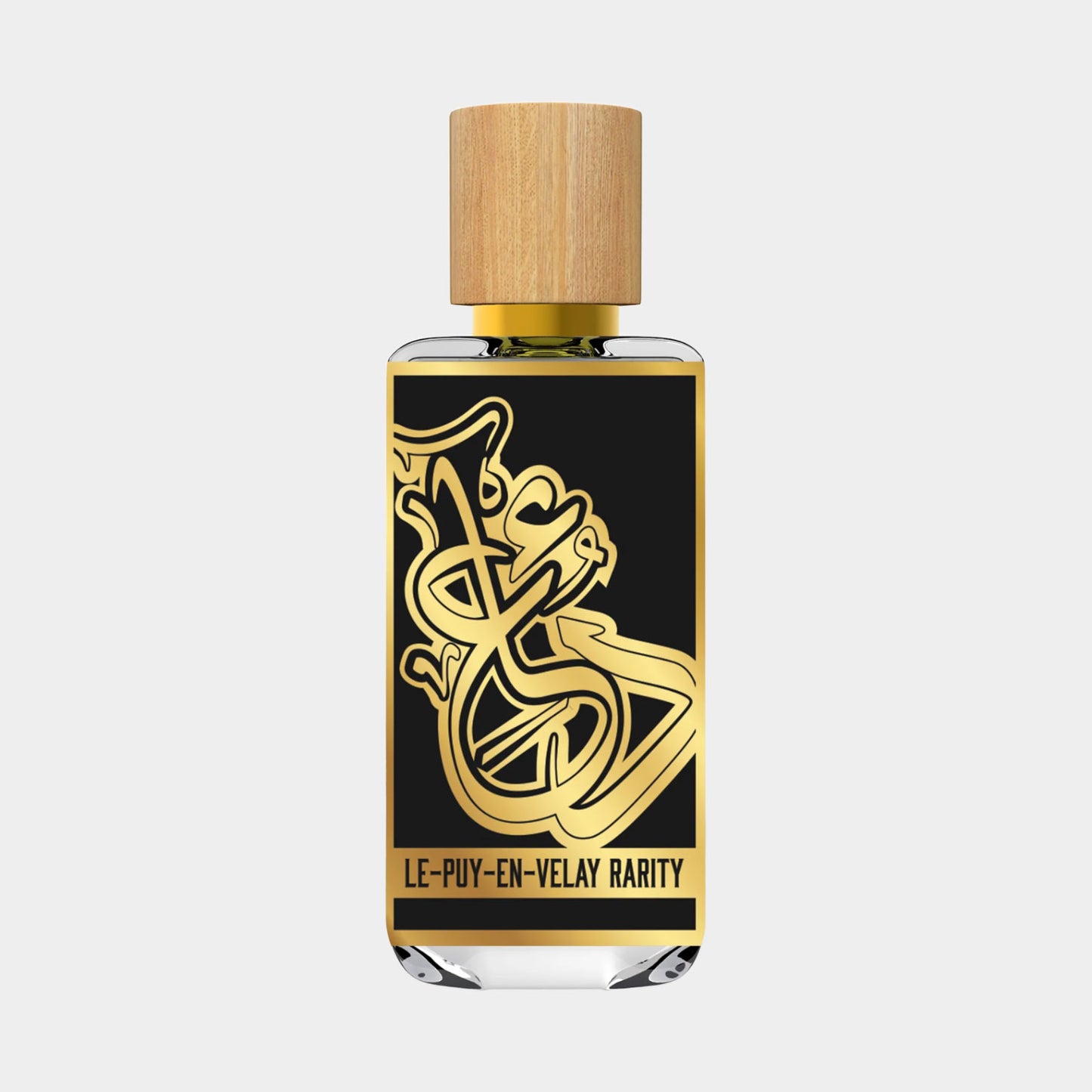Dua Le Puy en Velay Rarity Sample, een luxe parfum met een elegante flacon en houten dop, geschikt voor degenen die unieke geuren waarderen.