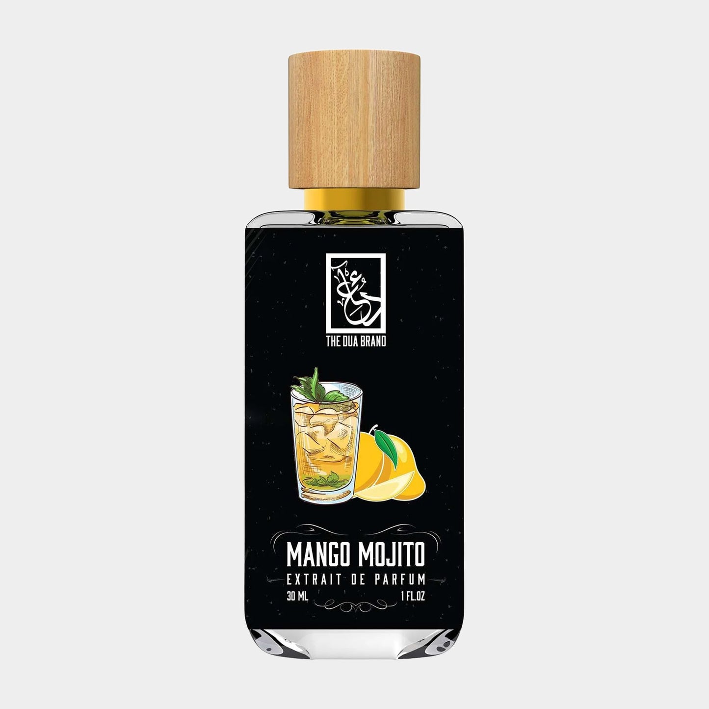 Dua Mango Mojito Sample - een parfum met fruitige mango- en muntgeuren in een elegante fles van 30 ml.