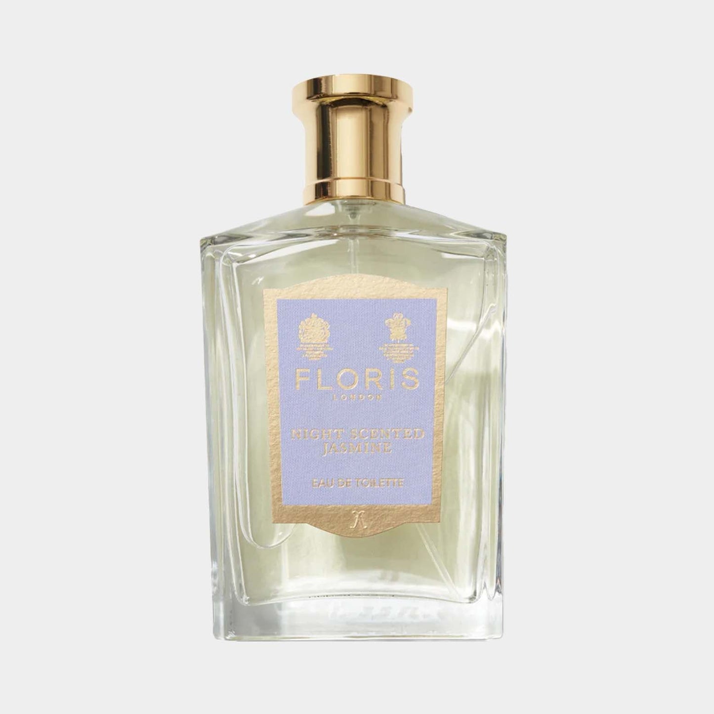 Volle fles Floris London Night Scented Jasmine, een elegante geur met een verfijnde, bloemige aroma. De luxe verpakking benadrukt de verfijning van deze eau de toilette.