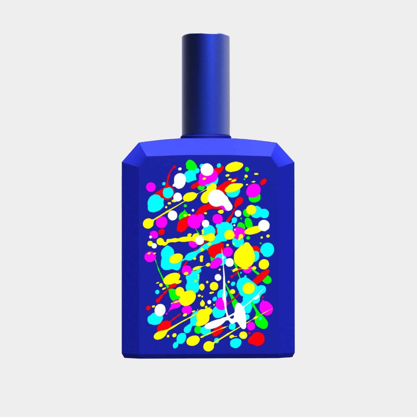 Histoires de Parfums This Is Not A Blue Bottle 1.2 Monster-achtige geur met een levendige, kleurrijke verfspetters op een blauwe flacon.