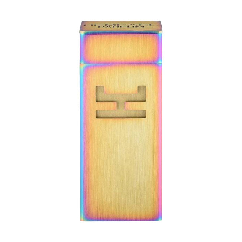 Hemcael Glacialis Sample, een metalen afgewerkte product met een holografische uitstraling en een uniek ontwerp, ideaal voor verzamelobjecten.