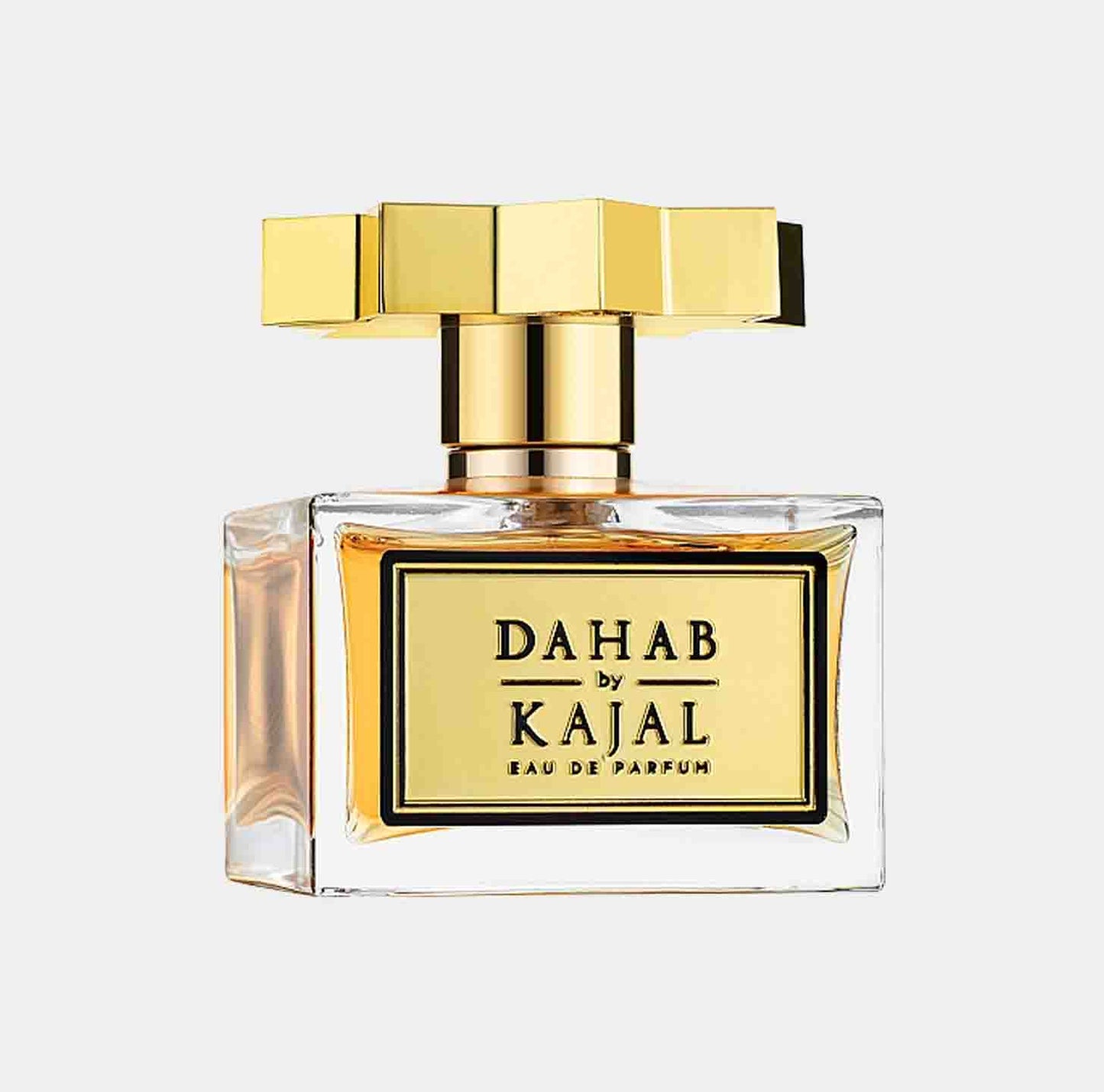 Kajal Dahab Sample - luxe parfum in een elegante, vierkante fles met een gouden dop, perfect voor een verfijnde geurervaring.