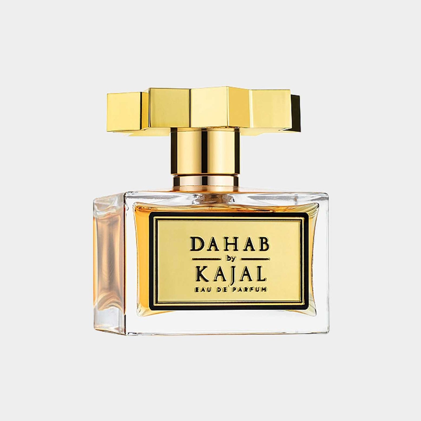 Kajal Dahab volle fles parfum, elegant ontwerp met een gouden dop en een luxueuze uitstraling, perfect voor een verfijnde geurervaring.