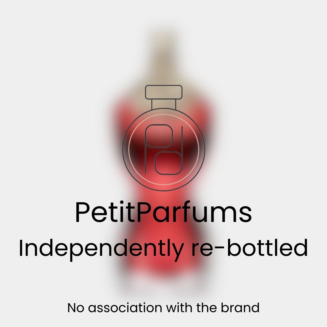 Sample van La Belle Le Parfum EDP Intense, gepresenteerd in een elegante flacon met een opvallende rode tint. Dit parfum is opnieuw gebotteld door PetitParfums, zonder associatie met het merk.