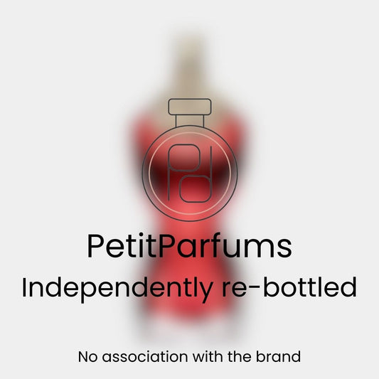 Sample van La Belle Le Parfum EDP Intense, gepresenteerd in een elegante flacon met een opvallende rode tint. Dit parfum is opnieuw gebotteld door PetitParfums, zonder associatie met het merk.