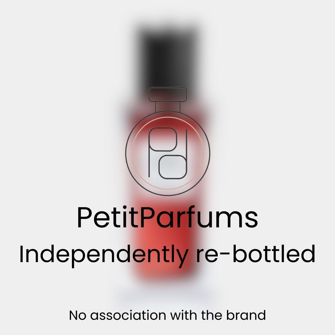 Rouge Velours Sample in een stijlvolle, opnieuw gebottelde flacon van PetitParfums, zonder associatie met het originele merk. De flacon heeft een elegante, rode kleur.