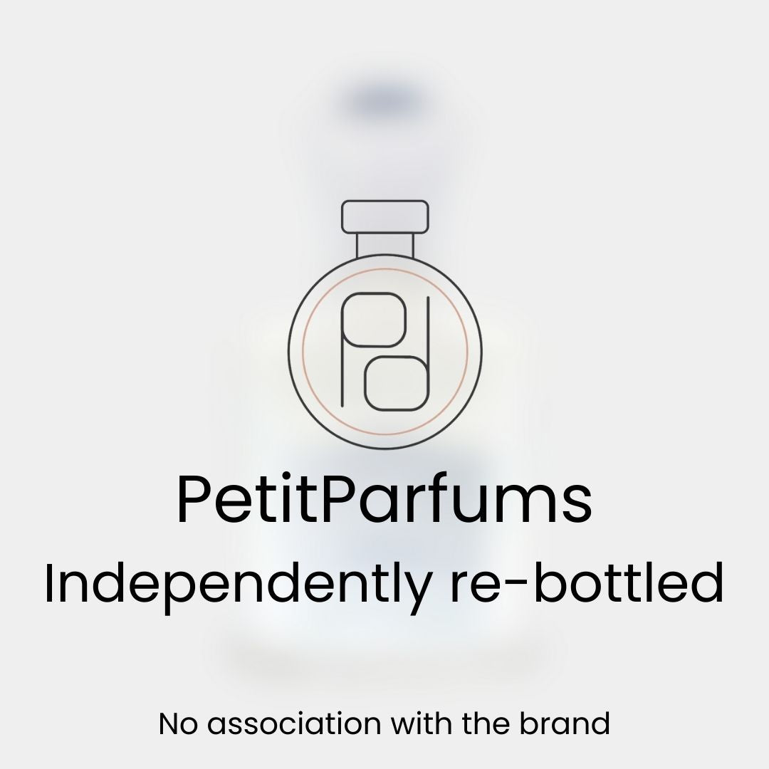 Een sample van Virgin Island Water, opnieuw gebotteld door PetitParfums. Het label benadrukt de onafhankelijkheid van het merk.