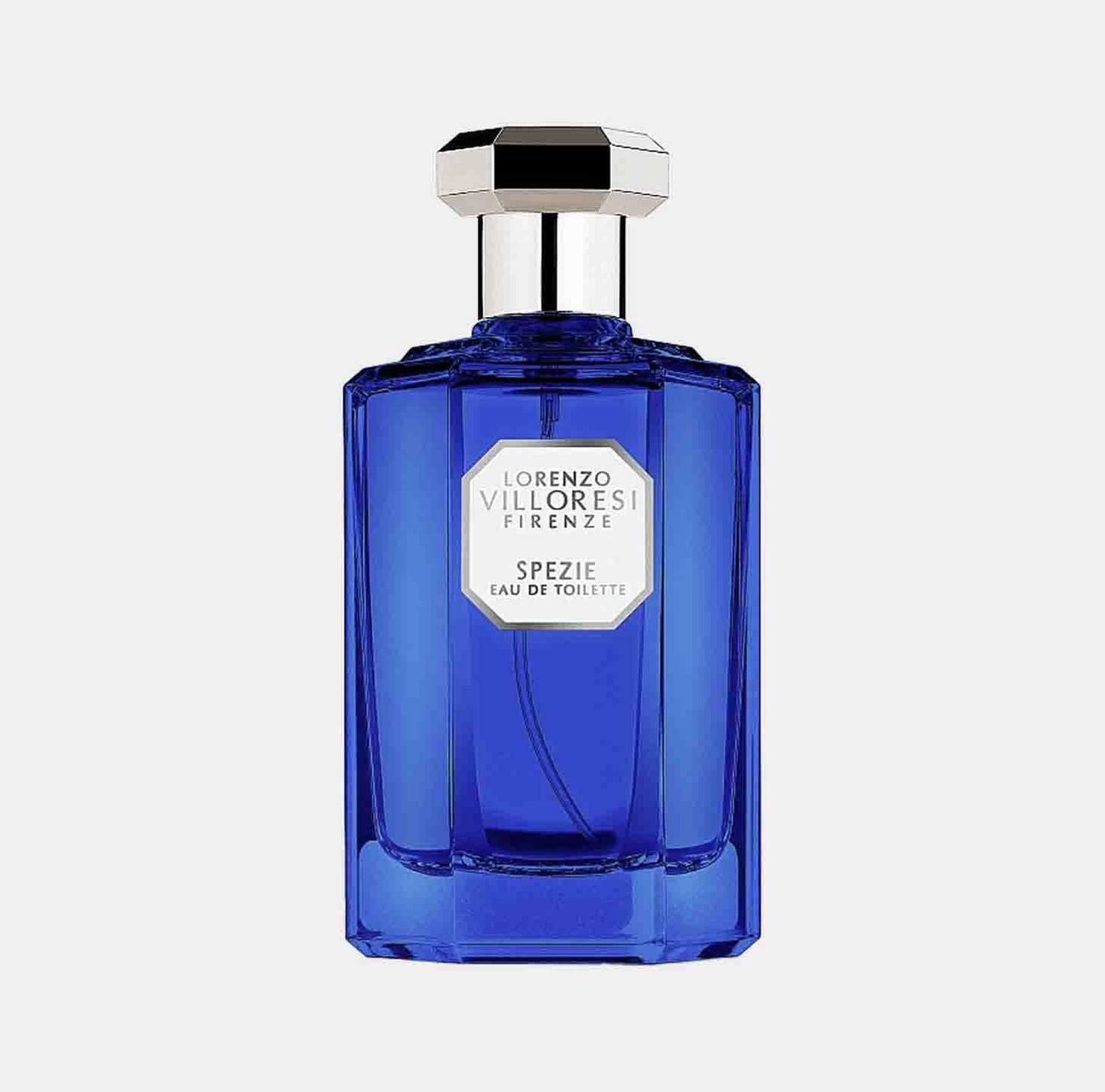 Lorenzo Villoresi Spezie EDT in een elegant blauwe fles met een chique, geometrische dop. Deze eau de toilette biedt een frisse en kruidige geur.