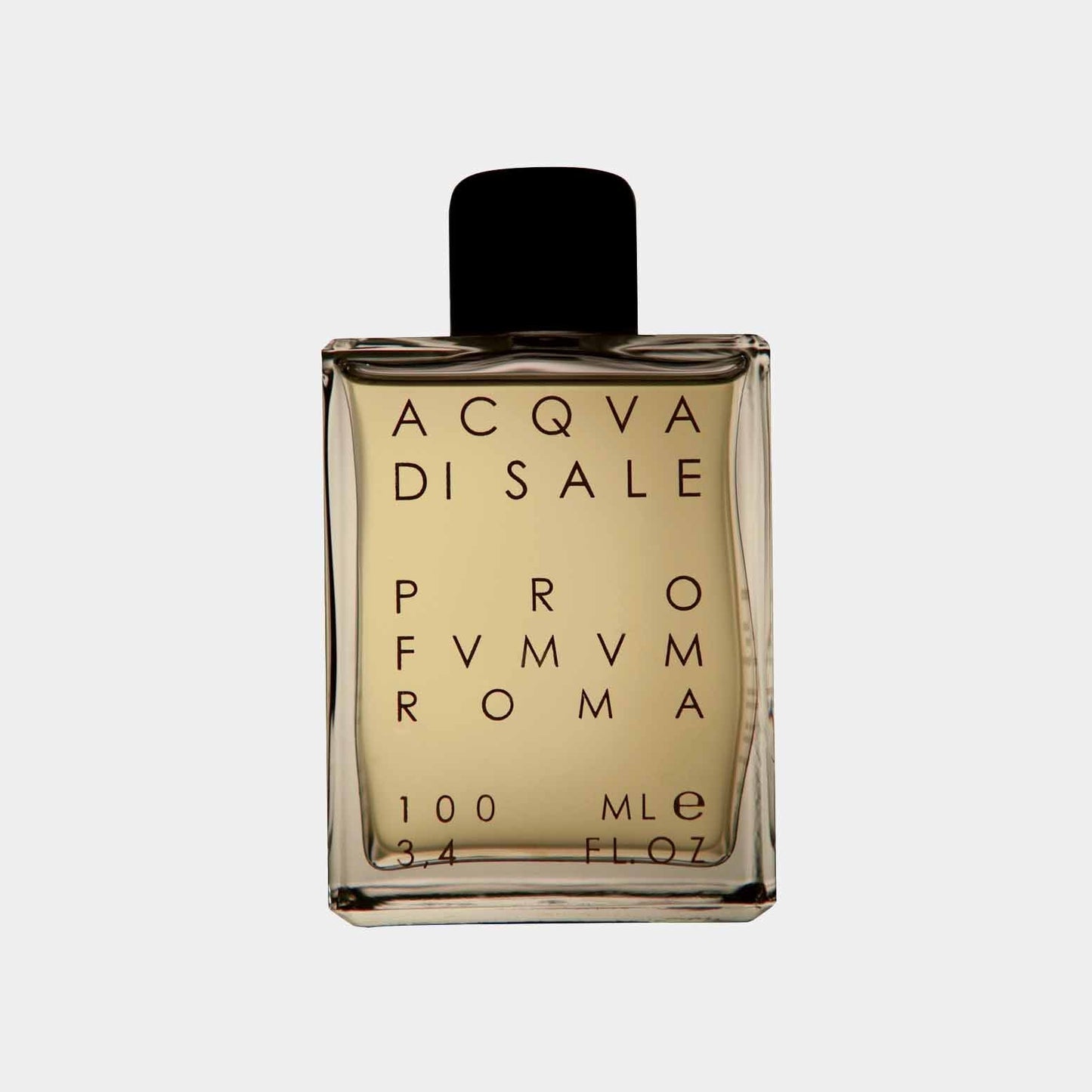 Full bottle of Profumum Roma Acqua di Sale, a 100 ml parfum with a minimalist design and a black cap.