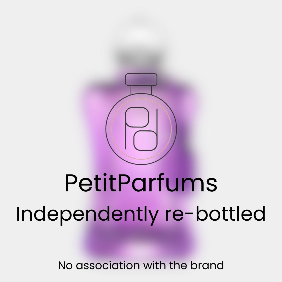 Palatine Sample van PetitParfums, onafhankelijk opnieuw verpakt. Het product wordt weergegeven met een paarse flacon en een gestileerd parfumflesje logo.