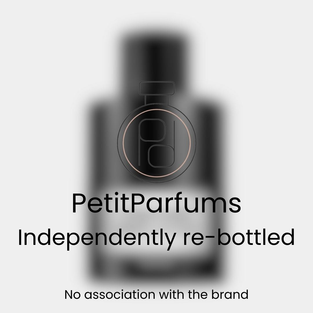 Ombre Leather Parfum Sample in a sleek black bottle with a minimalist design, labeled as a re-bottled product by PetitParfums.