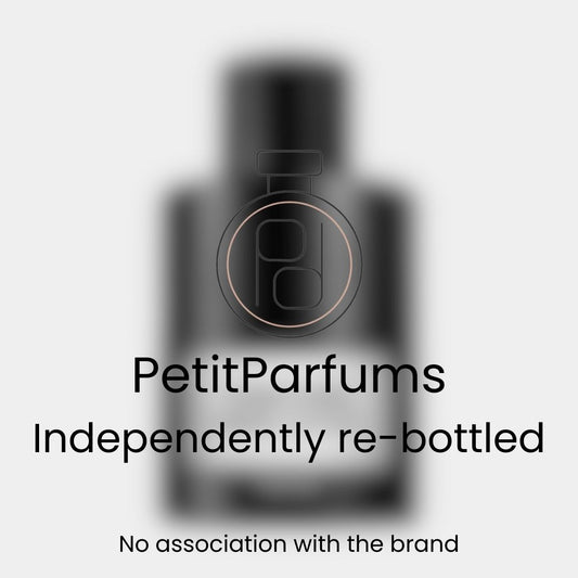Ombre Leather Parfum Sample in a sleek black bottle with a minimalist design, labeled as a re-bottled product by PetitParfums.