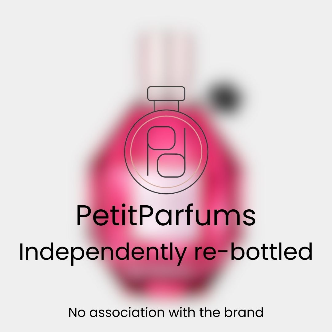 Bloemige geurmonster van Flowerbomb Ruby Orchid in een roze flesje, onafhankelijk opnieuw gebotteld door PetitParfums.