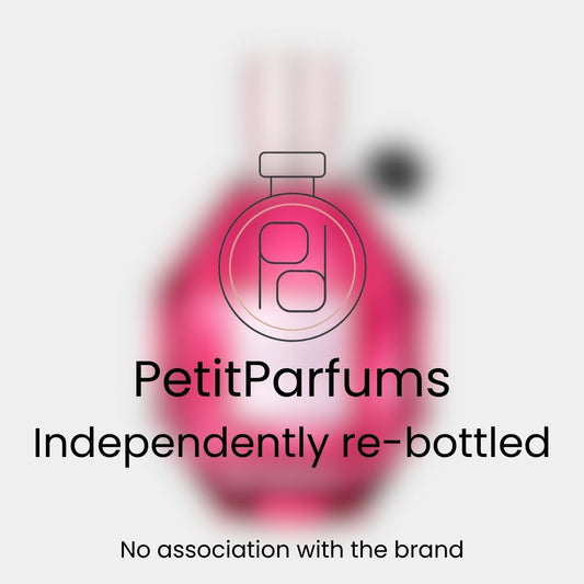 Bloemige geurmonster van Flowerbomb Ruby Orchid in een roze flesje, onafhankelijk opnieuw gebotteld door PetitParfums.