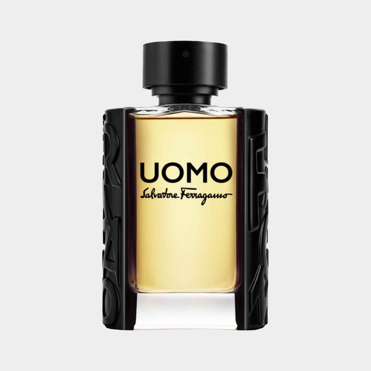 Monster van Salvatore Ferragamo Uomo EDT, verpakt in een elegant zwart-glazen flesje met een chique ontwerp en duidelijke branding. Perfect voor een verfijnde geurervaring.