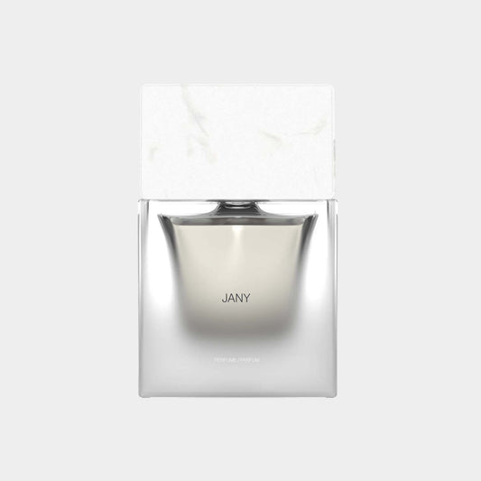 Sora Dora Jany Sample, een elegante parfumfles met een minimalistisch ontwerp en een glanzende afwerking.