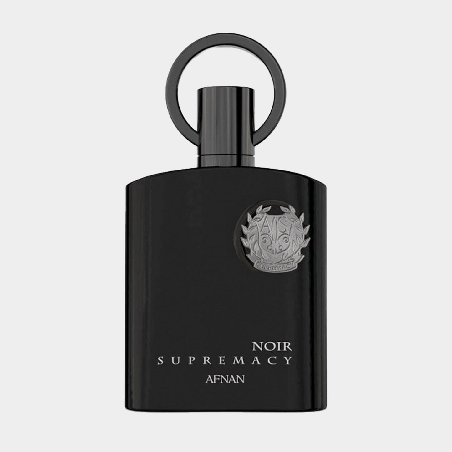 Afnan Perfumes Supremacy Noir Sample is een elegante, zwarte parfumflacon met een unieke opening en een metalen zegel. Het ontwerp straalt luxe en verfijning uit, perfect voor een verfijnde geurervaring.