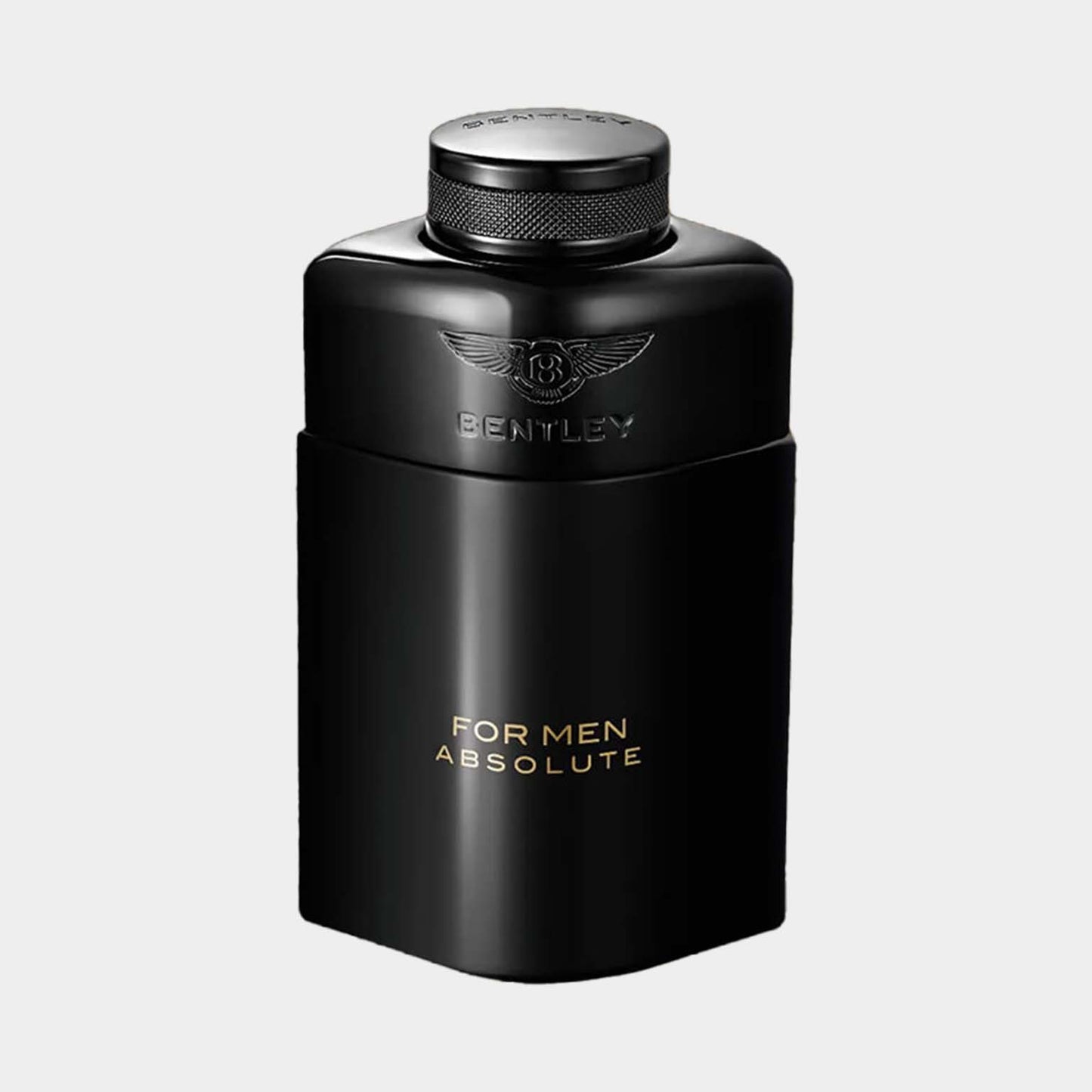 Voorbeeld van Bentley for Men Absolute EDP, een luxe parfum in een stijlvolle, zwarte flacon met een metalen dop. Het ontwerp straalt elegantie en kracht uit.