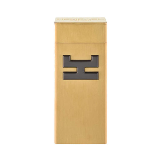 Hemcael Raris Full bottle in a sleek, gold metallic design with a distinctive black logo on the front.